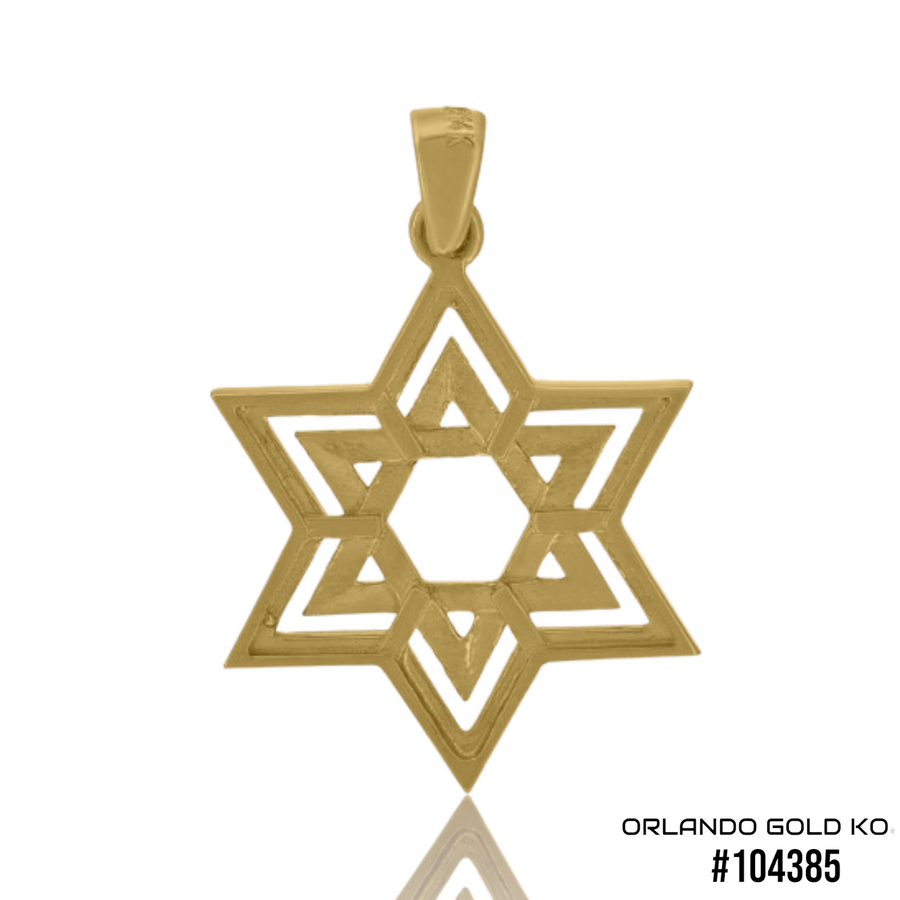 14Kt Two-Tone Gold Unisex Star of David Charm Pendant #104385