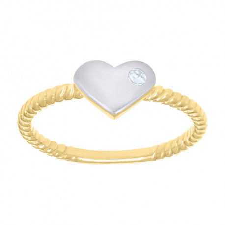 10kt Two-Tone Gold Womens Heart Ring