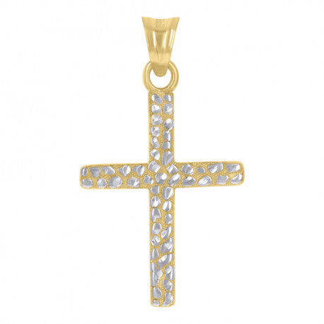 10kt Two-Tone Gold Unisex Cross Religious Charm Pendant