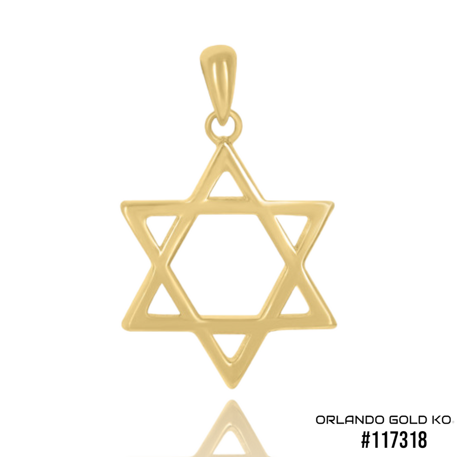 925 Solid Silver Yellow-Tone Gold Vermeil Unisex Star Of David Religious Symbol Charm Pendant #117318