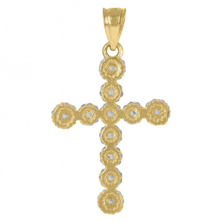 10kt Yellow Gold Mens Women Cubic Zirconia Cross Religious Charm Pendant