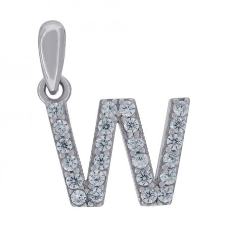 925 Solid Silver Unisex Micro Initial Charm Pendant (5A Round Cut CZ Stones) Alphabet Letters A-Z