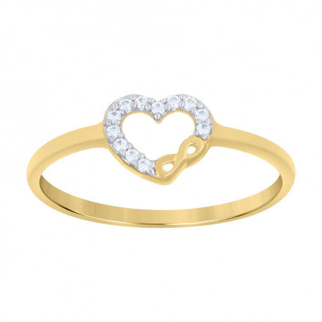 10kt Two-Tone Gold Womens Cubic-Zirconia Love Symbol Infinity Heart Ring