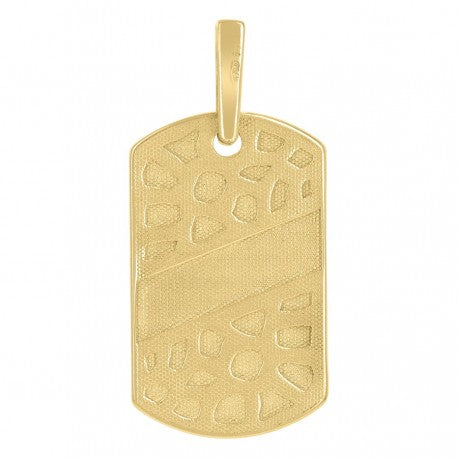 10kt Two-Tone Gold Mens Nugget Dog Tag Fashion Charm Pendant