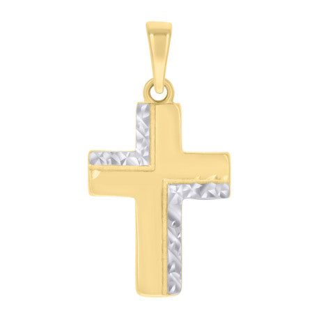 10kt Two-tone Gold Unisex Cross Religious Charm Pendant