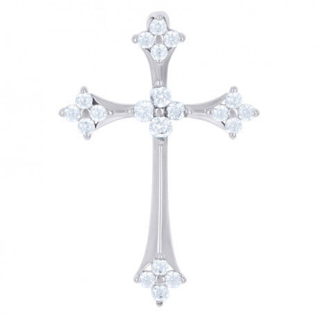 925 Solid Silver Unisex Cz Cross Religious Charm Pendant 70812