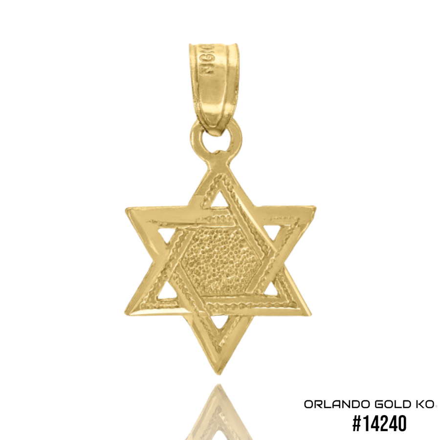 10kt Yellow Gold Unisex Star Of David Religious Charm Pendant #14240