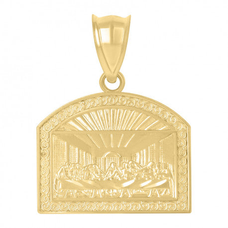 10kt Yellow Gold Mens Last Supper Religious Charm Pendant