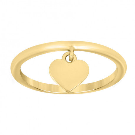 10kt Yellow Gold Womens Dangling Heart Ring