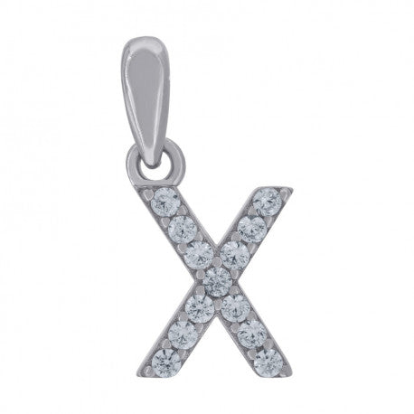 925 Solid Silver Unisex Micro Initial Charm Pendant (5A Round Cut CZ Stones) Alphabet Letters A-Z