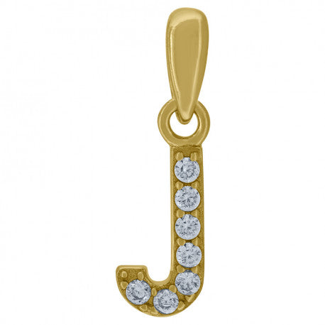 925 Solid Silver Yellow Gold Vermeil Unisex Micro Initial Charm Pendant (5A Round Cut CZ Stones) Alphabet Letters A-Z