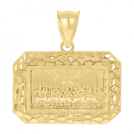 10kt Yellow Gold Mens Last Supper Religious Charm Pendant