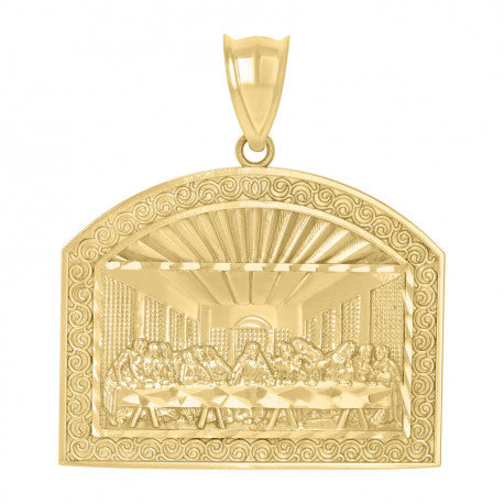 10kt Yellow Gold Mens Last Supper Religious Charm Pendant