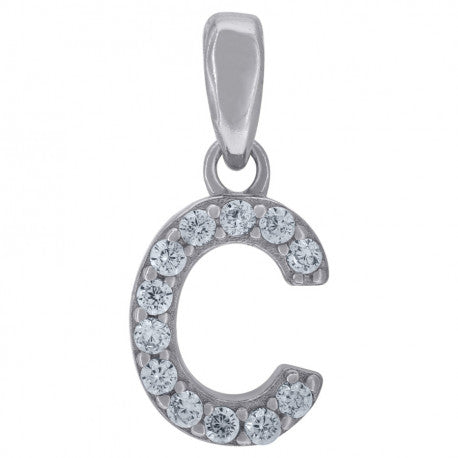 925 Solid Silver Unisex Micro Initial Charm Pendant (5A Round Cut CZ Stones) Alphabet Letters A-Z