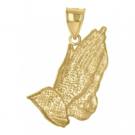 10Kt Yellow Gold Unisex Praying Hands Religious Symbol Charm Pendant