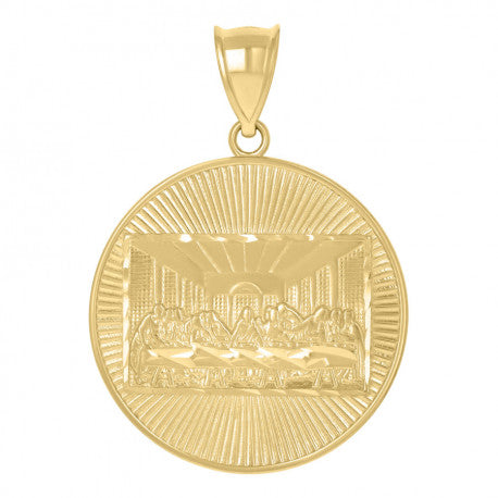 10kt Yellow Gold Mens Last Supper Religious Charm Pendant