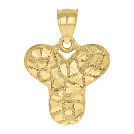 10Kt Yellow Gold Nugget Alphabet Initial  Pendant(Letters A-Z available)